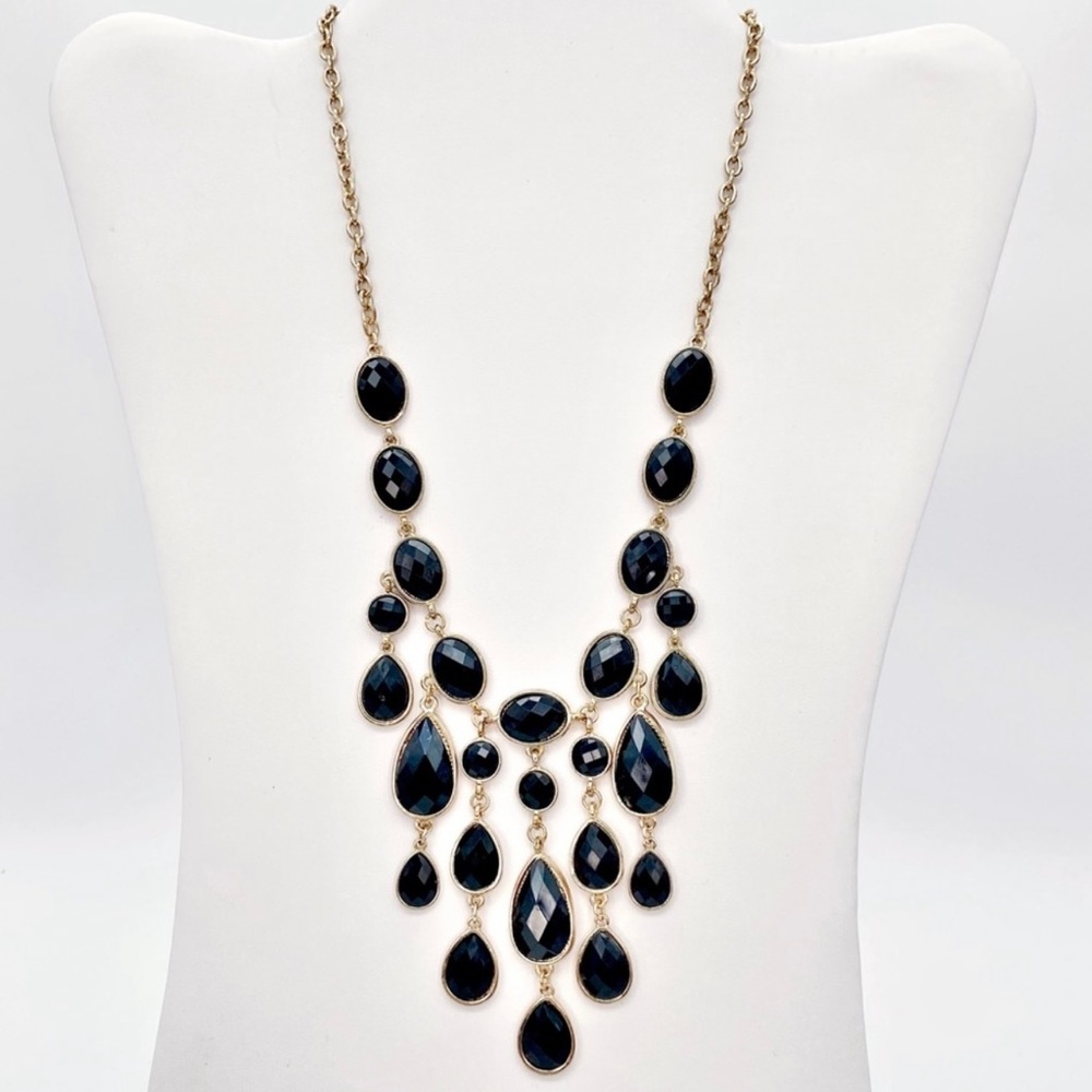 Simply Vera: Vera Wang Black Teardrop Faux Jewel Bib Statement Necklace